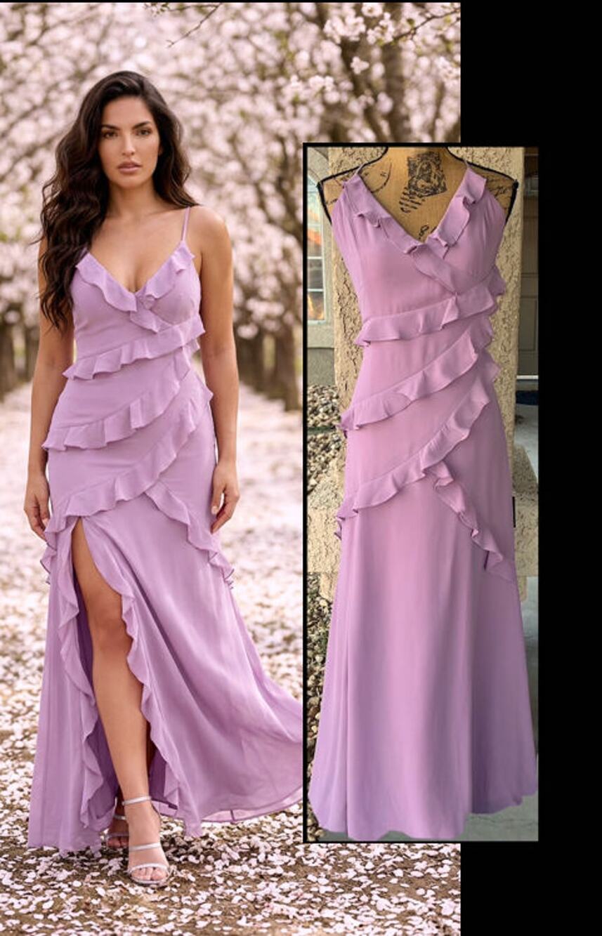Lulus Lavender Ruffled Lace-Up Sleeveless Fancy Sweetness Maxi Dress Size XL